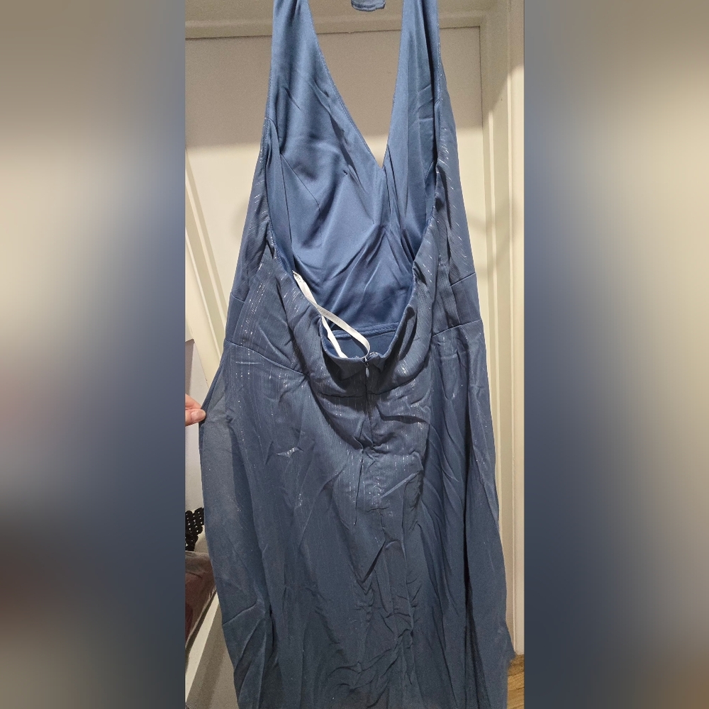Ever Pretty Dusty Blue Halter A-Line Midi Dress with Ruffle - Picture 10 of 10